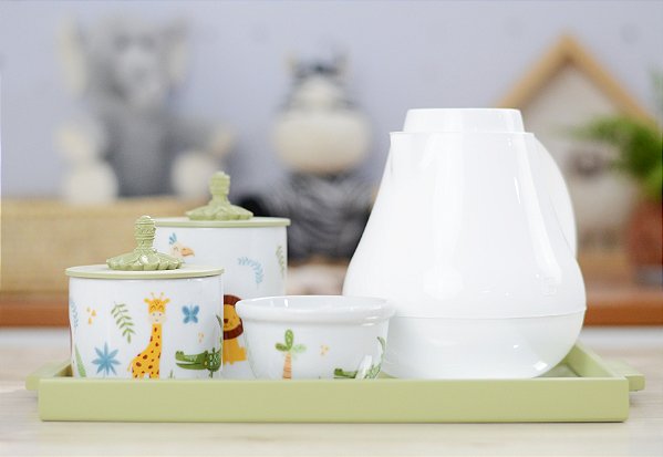 Kit Higiene Maternidade Meninos Decoração Safari Porcelana