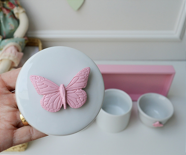 Kit Higiene Porcelana Bebê Maternidade Borboleta Infantil Jardim Encantado