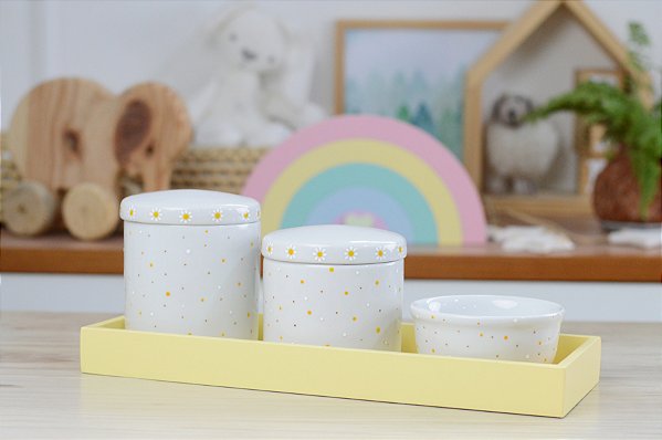 Kit Higiene Porcelana Margarida Bancada Decoração Maternidade Meninas