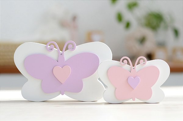 Kit 02 Borboletas Infantil Rosa Quarto Meninas Aplique Bancada Tema Jardim