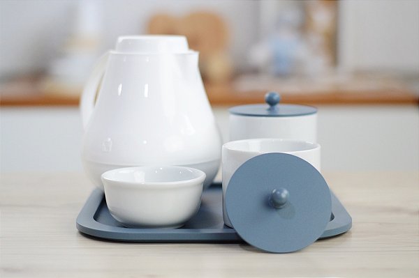 Kit Higiene Porcelana Quarto Infantil Bebê Potes Para Algodão Cotonete Azul Royal Meninos K195