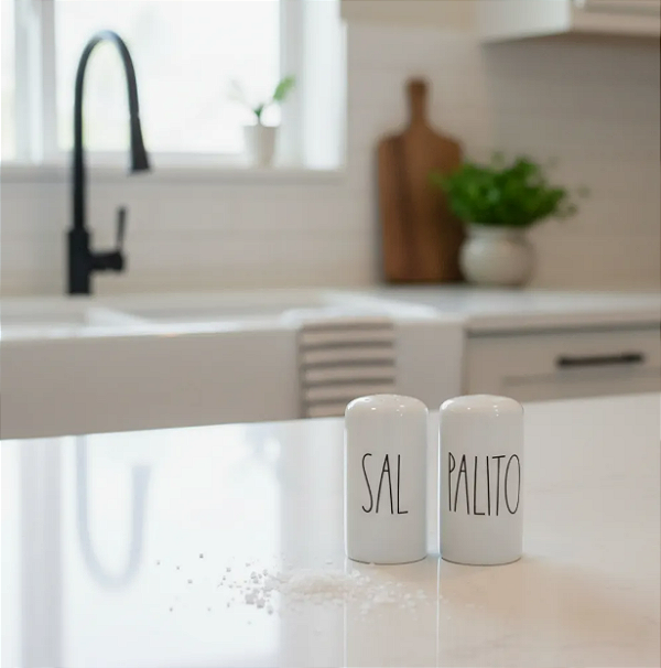 Kit Conjunto Saleiro Paliteiro Cozinha Moderno Porcelanas Branca Cozinha Gourmet Decoração Casa