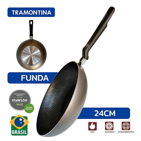 Frigideira Funda Tramontina Lar Antiaderente Grafite 24 Cm