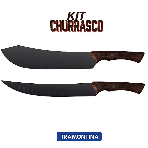 Kit 2 Facas para Carne Tramontina  Black com Lâmina de Aço Inox Escurecido