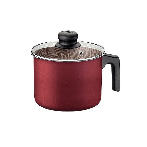 Fervedor Tramontina Paris Alumínio  Antiaderente Starflon  Vermelho com Tampa de Vidro 14cm 1,9 L