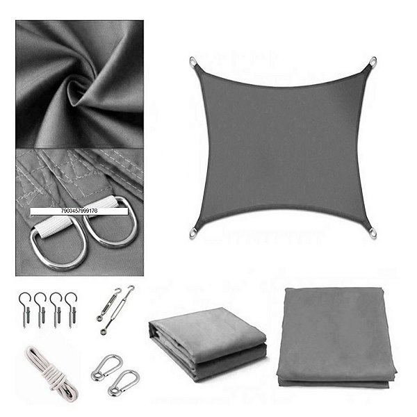 Tela Quadrada Sombralux 3x3 m + Kit de Instalação