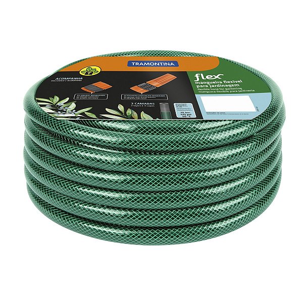 Mangueira Flex Tramontina Verde em PVC 3 Camadas 30 m com Engate Rosqueado e Esguicho