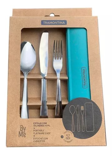 Kit Jogo De Talheres Inox Tramontina Com Estojo Para Marmita