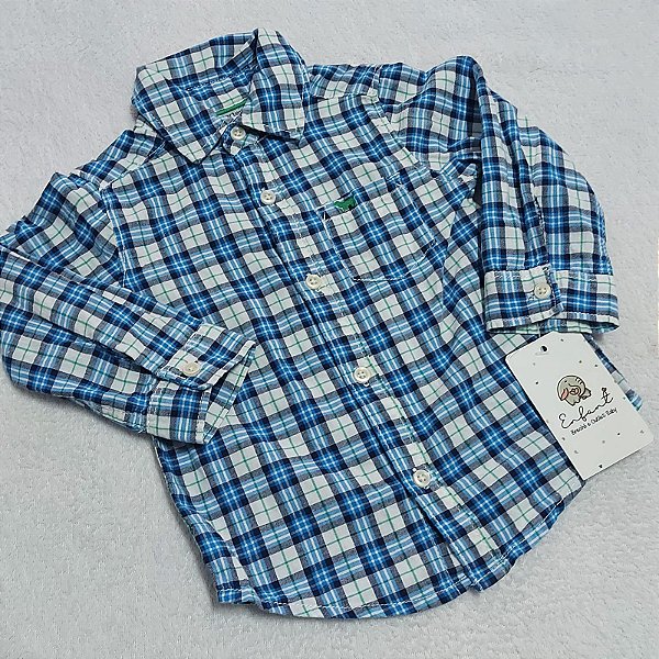 Camisa Carter´s - Tecido Tricoline xadrez azul - Enfant Brechó e Outlet
