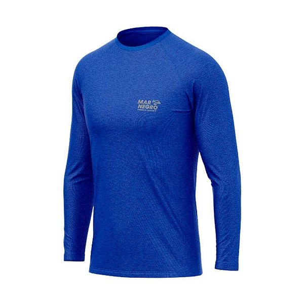 Camiseta Mar Negro Masculina Poliamida Pesca C/ Luva Azul Bic