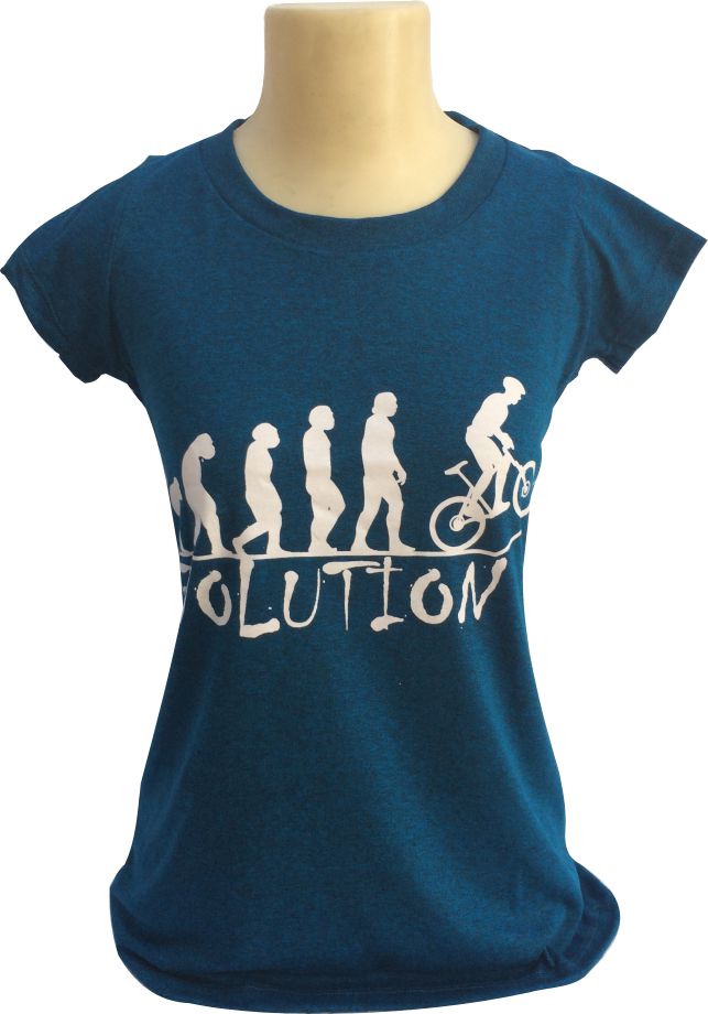 FEMININA Camiseta 100% Algodão Bike Evolution - Azul