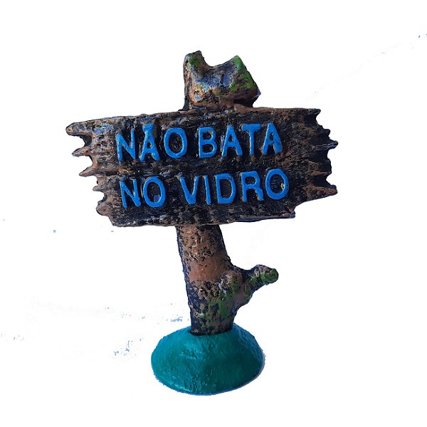 Enfeite para aquário placa Não Bata no Vidro (em resina)