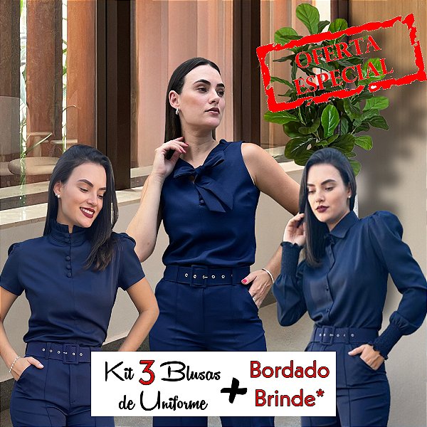 Kit 3 Blusas Uniforme