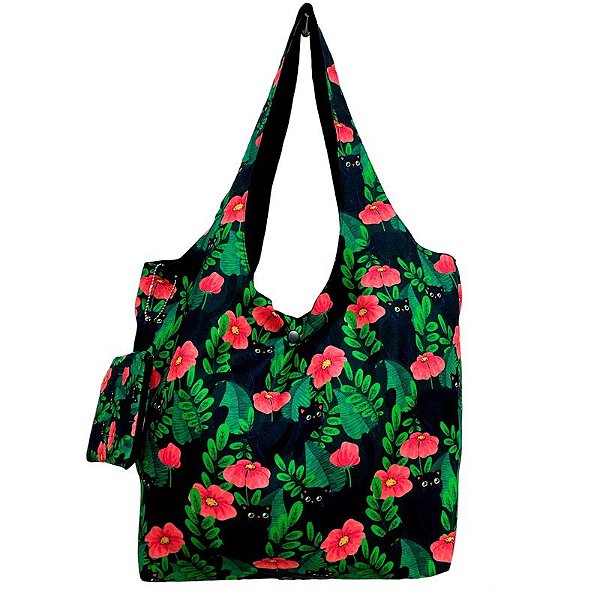 Bolsa Tote Gato Folhas
