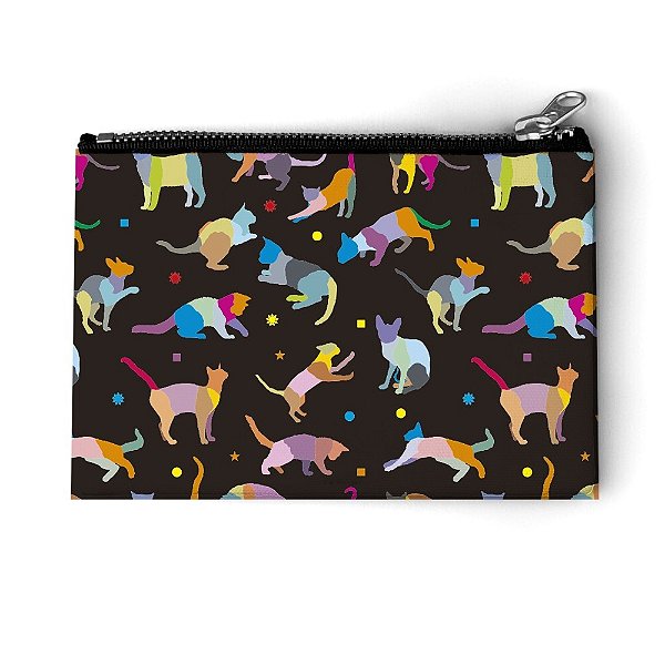 Porta-Moeda Gato Colorido Preto