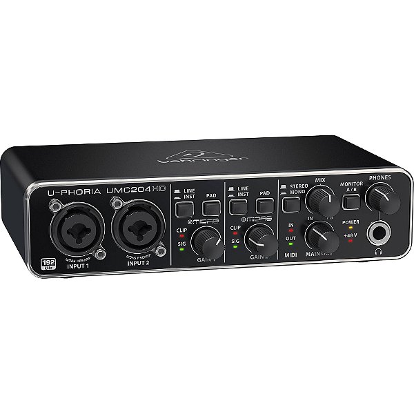 Interface de Áudio Behringer UMC204HD U-Phoria Midas - USB