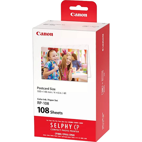 Conjunto de Papel e Tinta Colorida RP-108 para Impressora Canon Selphy