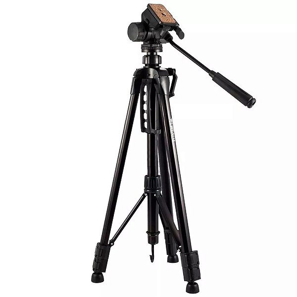Tripé com Cabeça Hidráulica para Câmera Weifeng WT-3716 - Altura Máxima 1,60m - Suporta 3kg