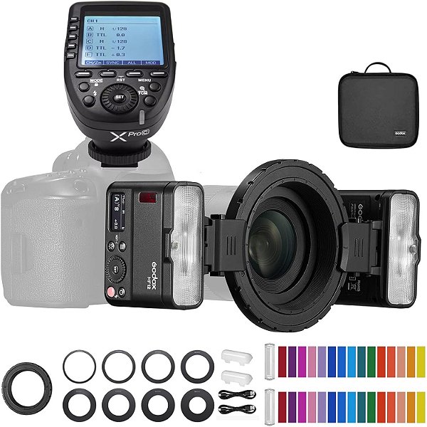 Kit Flash Macro Twin Godox MF12 com X2T para Canon