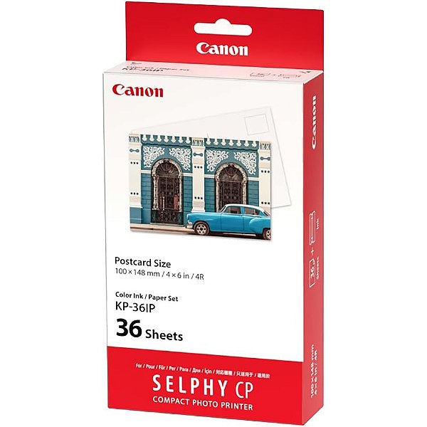 Conjunto de Papel e Tinta Colorida KP-36IP para Impressora Canon Selphy