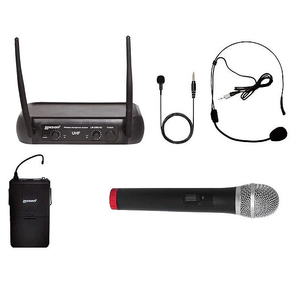 Kit de Microfones Sem Fio Lexsen LM-258u UHF - Bastão, Lapela e Auricular