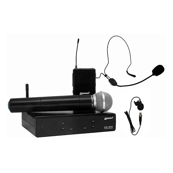 Kit de Microfones Sem Fio Lexsen XSL-503 UHF - Bastão, Lapela e Auricular