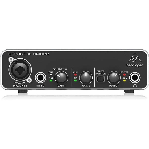 Interface de Áudio Behringer UMC22 U-Phoria 2x2 - USB