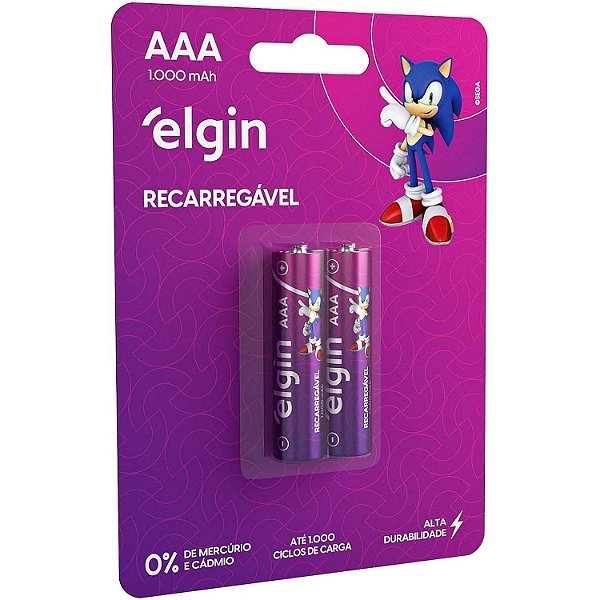 Pilha Recarregável AAA Palito com 2 unidades 1000mah - Elgin 82171