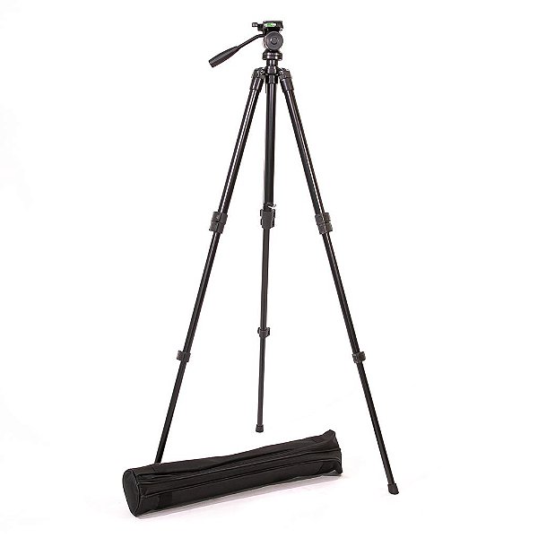 Tripé Weifeng WT-6734 com Cabeça Hidráulica - Altura Máxima 1,77m - Suporta 4kg