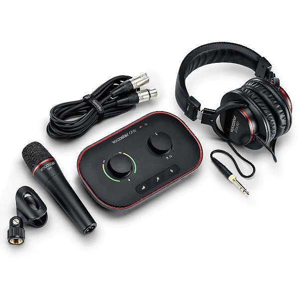 Kit Studio Interface de Áudio Focusrite Vocaster One para Podcast e Live