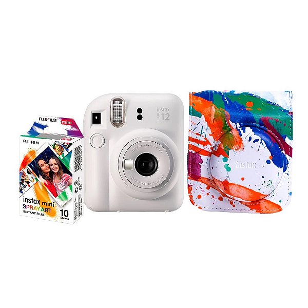Kit Câmera Instax Mini 12 Branca com Bolsa e 10 filmes - Fujifilm