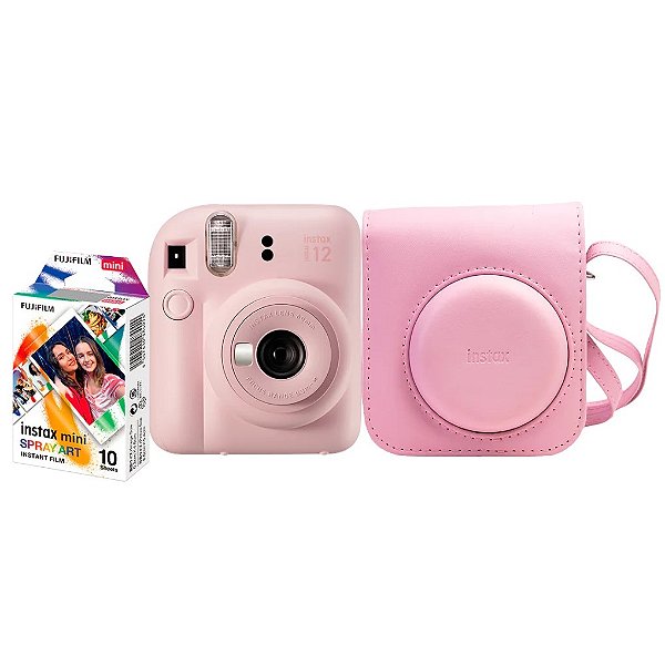 Kit Câmera Instax Mini 12 Rosa com Bolsa e 10 filmes - Fujifilm