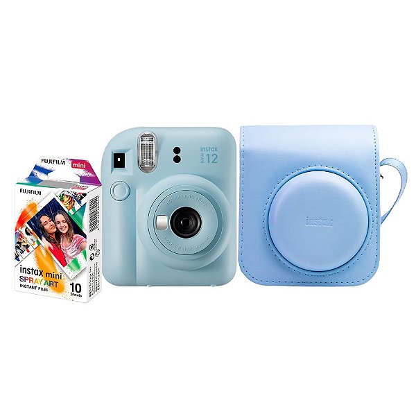 Kit Câmera Instax Mini 12 Azul com Bolsa e 10 filmes - Fujifilm