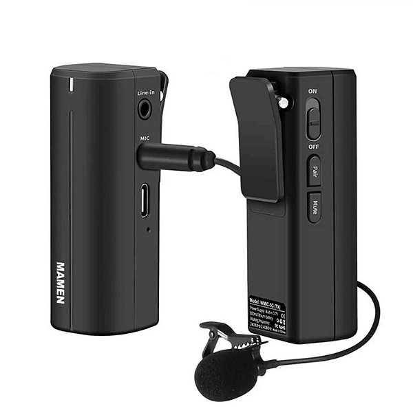 Microfone Lapela Sem Fio Mamen WMIC-5G para Smartphone e Câmeras