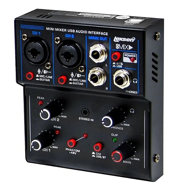 Mesa de Som Lexsen Go Mix 2 - Interface de Áudio USB com 2 canais