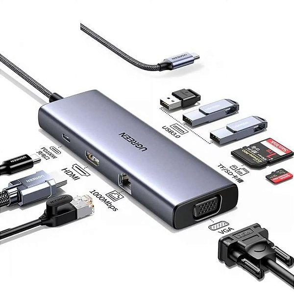 HUB Adaptador Multifuncional USB-C 9 em 1 - Ugreen CM498