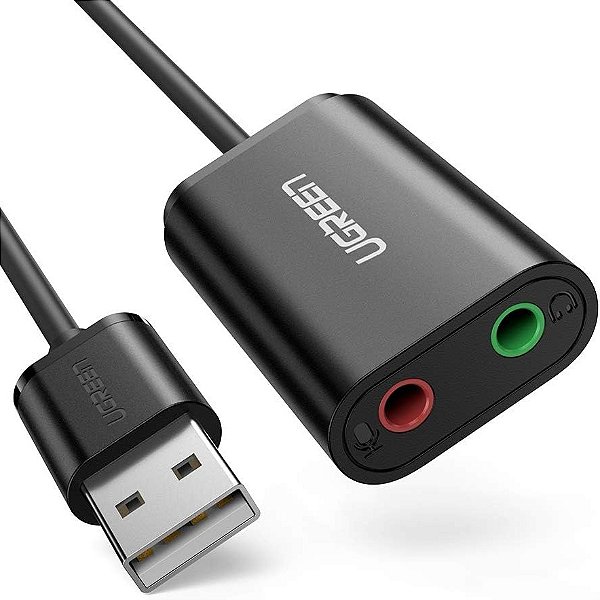 Adaptador de Áudio USB com Entrada P2 para Fone e Microfone - Ugreen US205