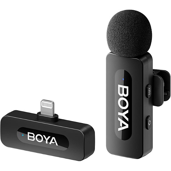 Microfone de Lapela sem fio para iPhone até Versão 14 - Boya BY-V1 (versão 2.0)