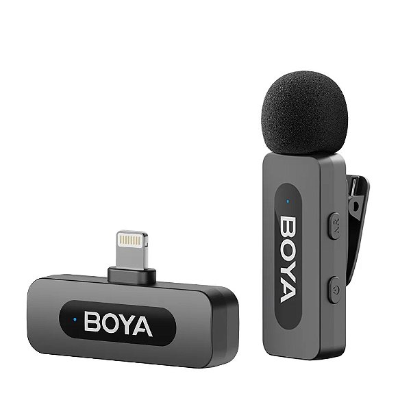 Microfone de Lapela Sem Fio BOYA BY-V1 (2.0) para iPhone até Versão 14