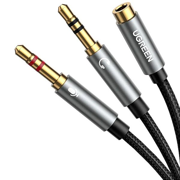 Cabo divisor de Fone e Microfone P3 fêmea para P2 macho - Ugreen AV140