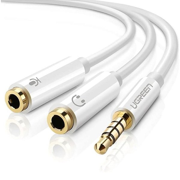 Cabo conversor de P2 TRS Fêmea para P3 TRRS Macho de Fone e Microfone - Ugreen AV141