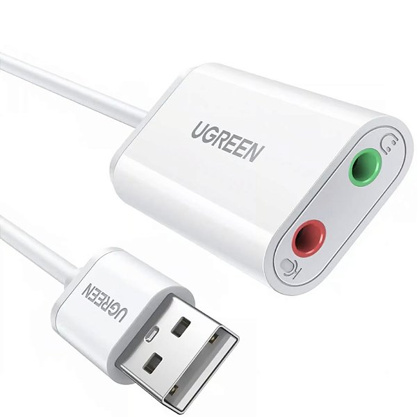 Adaptador de Áudio USB com Entrada P2 para Fone e Microfone - Ugreen US205 30143