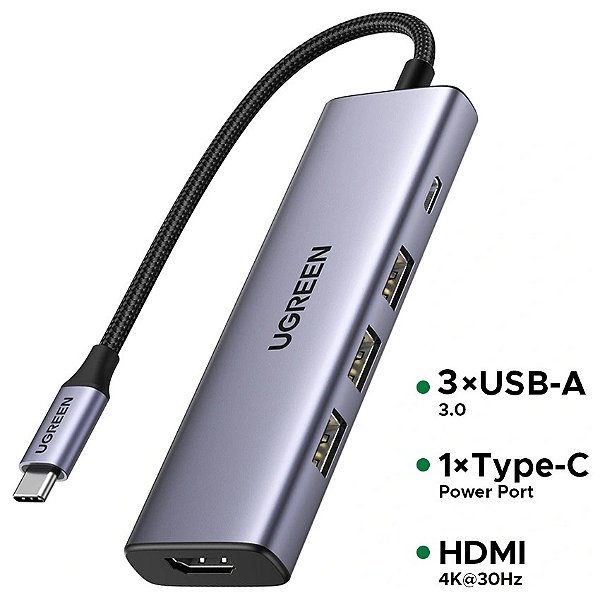 HUB Adaptador Multifuncional USB-C 5 em 1 - Ugreen CM511