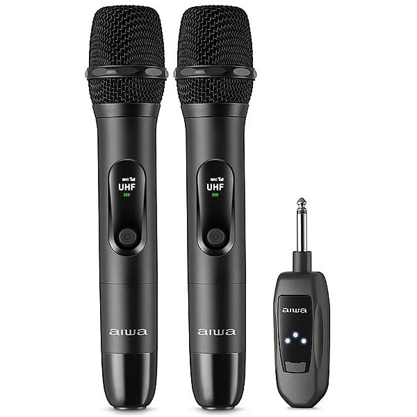 Microfone Dinâmico Sem Fio Duplo - AIWA AWS-MIC-01