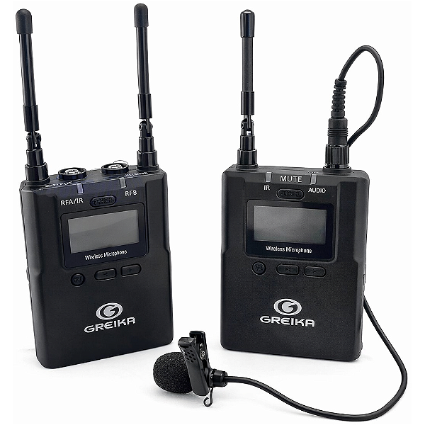 Microfone de Lapela Sem Fio Profissional para Celular Câmera e Mesa de Som - Greika GK-UMic8