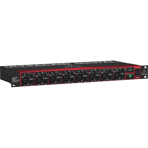 Interface de Áudio ADAT 8x8 com Pré-Amplificadores Midas - Behringer ULTRAGAIN ADA8200
