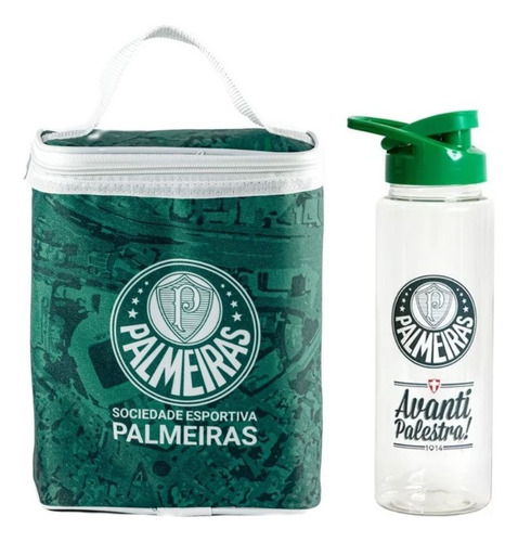 Kit Lancheira Térmica E Garrafa Água Time Palmeiras Futebol