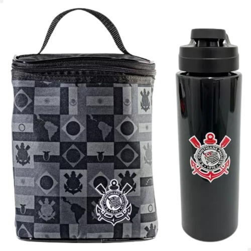 Kit Lancheira Térmica E Garrafa Time Corinthians Futebol
