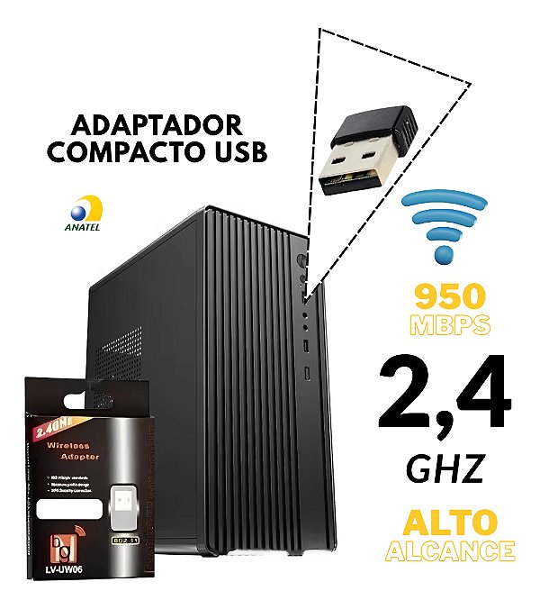 Adaptador Usb Wifi 2.4 Ghz 950mbps Kapbom Anatel