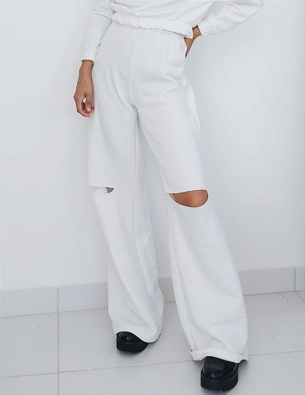 Calça Pantalona de Moletom Off White